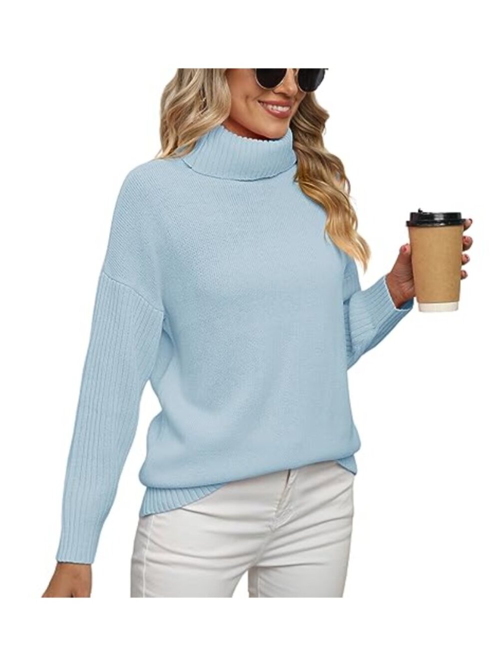 Women Chunky Oversized Turtleneck Tunic Sweater Pullover Knit